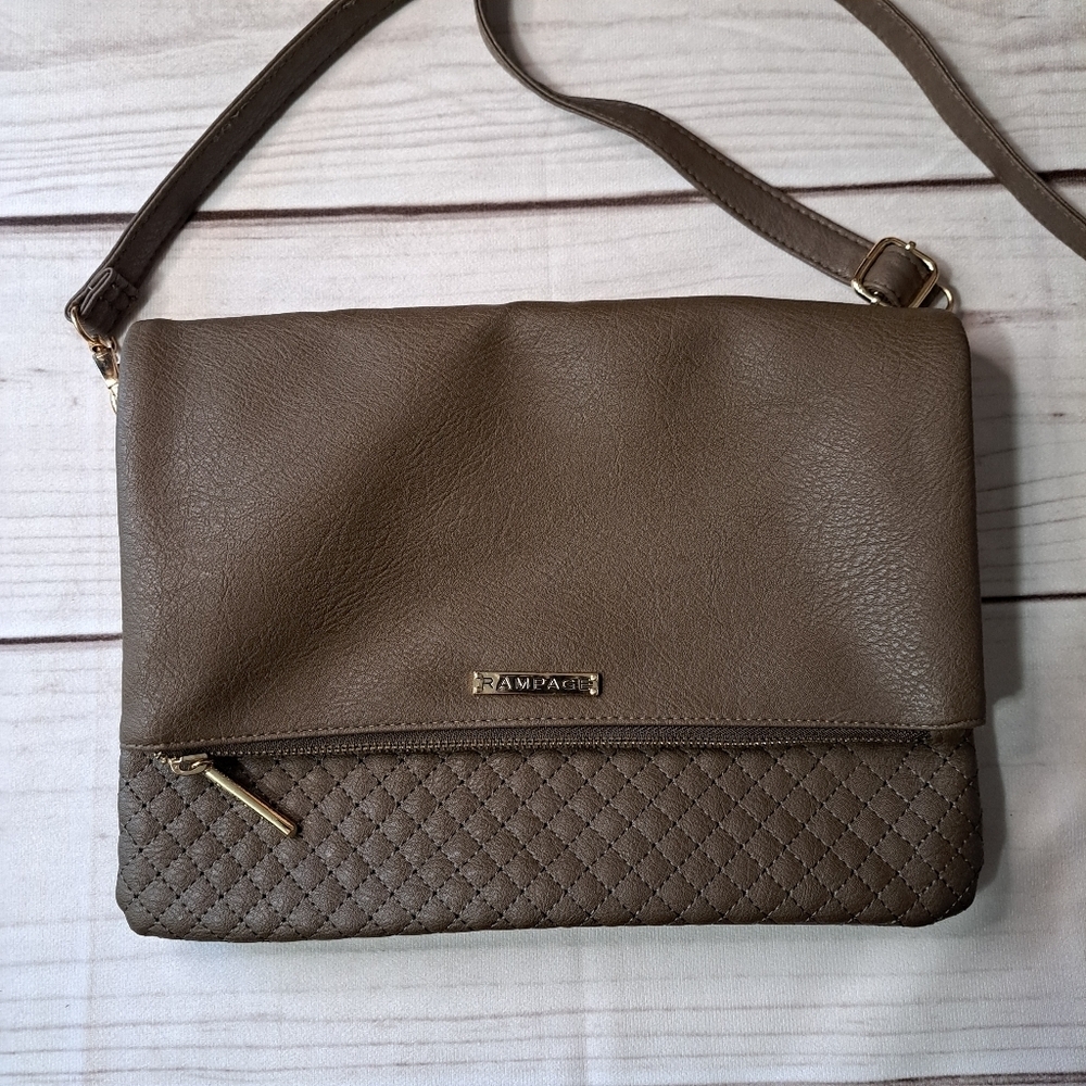 Rampage Fold Over Adjustable Crossbody Bag With Detachable Quilted Look Pouch - Picture 2 of 16
